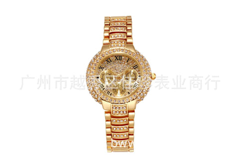Luxury Stainless Steel Quartz Watch for Women with Diamond Bracelet Waterproof Fashion Wristwatch