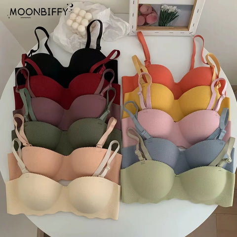 Seamless Wireless Sports Bra for Women Sexy Push Up One-Piece Underwear with Convertible Straps Brassiere