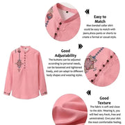 Tribal Pattern Men's Shirt Retro Geometric Stand Collar Button-up in Black Pink Blue Green Gray for Outdoor Street Wear