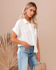 Elegant Women's Short Sleeve Blouse Cotton Fitting Pocket White Shirt for Summer 2024 Eye Catching