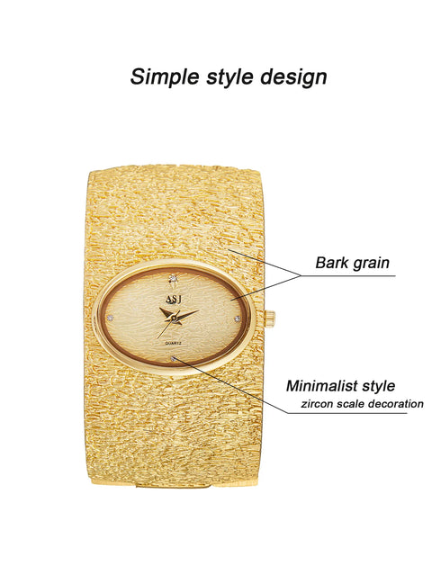 ASJ Women's Bracelet Watch reloj mujer Gold Luxury Bark Pattern Simple watch for women relojes para damas