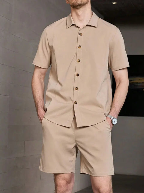 Two-piece set summer men's shirt and shorts set everyday casual men's short-sleeved shirt Street style men's beach shorts